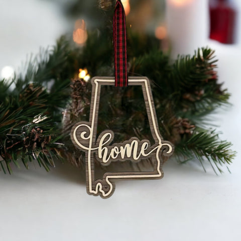 Alabama Home Double Layer Ornament