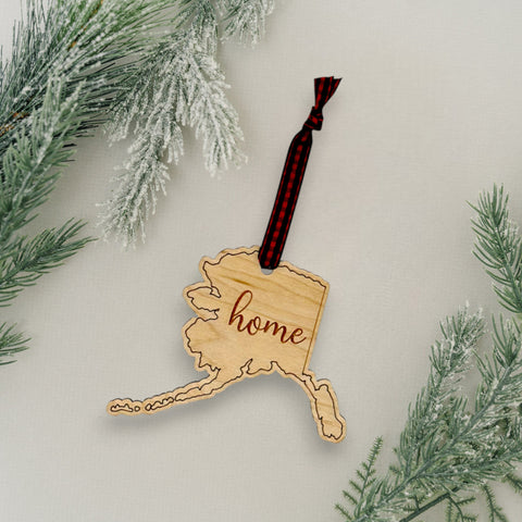 Alaska Home Script Ornament