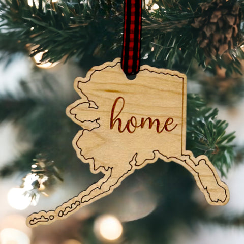 Alaska Home Script Ornament