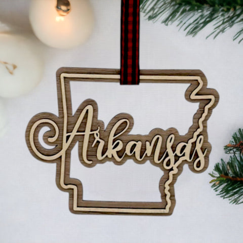 Arkansas Double Layer Ornament