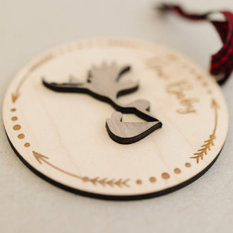 Embrace the joy of Baby's First Christmas with our delightful Stork Ornament. This charming keepsake, intricately designed, is the perfect addition to commemorate this special milestone.
