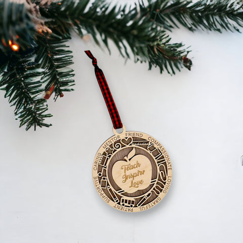 Cherish the season with our Teacher Appreciation Christmas Ornament, a symbol of gratitude for those who shape minds. Featuring a delicate apple design, it's the perfect gift for educators who inspire. Crafted with care, this timeless ornament adds warmth to your holiday decor, embodying the spirit of appreciation.