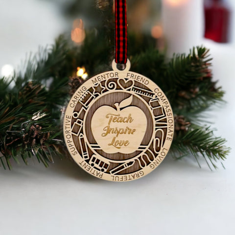 Cherish the season with our Teacher Appreciation Christmas Ornament, a symbol of gratitude for those who shape minds. Featuring a delicate apple design, it's the perfect gift for educators who inspire. Crafted with care, this timeless ornament adds warmth to your holiday decor, embodying the spirit of appreciation.