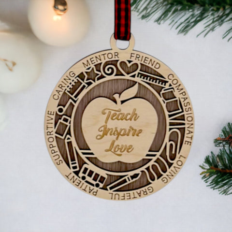 Cherish the season with our Teacher Appreciation Christmas Ornament, a symbol of gratitude for those who shape minds. Featuring a delicate apple design, it's the perfect gift for educators who inspire. Crafted with care, this timeless ornament adds warmth to your holiday decor, embodying the spirit of appreciation.