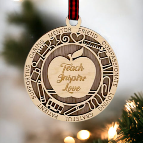 Cherish the season with our Teacher Appreciation Christmas Ornament, a symbol of gratitude for those who shape minds. Featuring a delicate apple design, it's the perfect gift for educators who inspire. Crafted with care, this timeless ornament adds warmth to your holiday decor, embodying the spirit of appreciation.