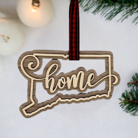 Connecticut Home Double Layer Ornament
