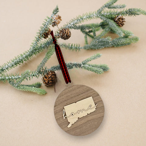 Connecticut Home Cursive Ornament