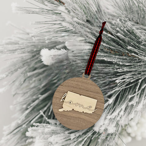 Connecticut Home Cursive Ornament