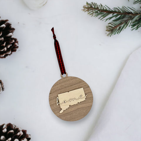 Connecticut Home Cursive Ornament