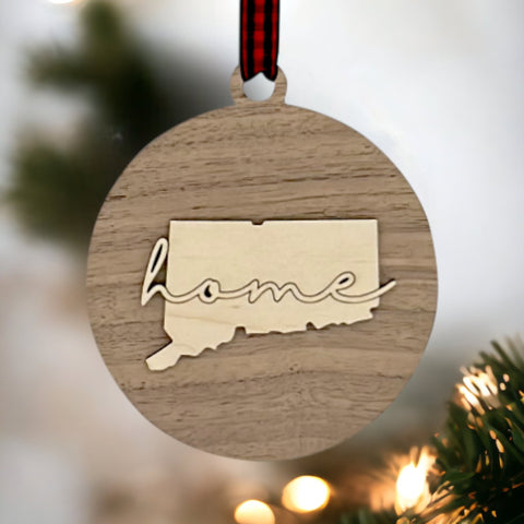 Connecticut Home Cursive Ornament