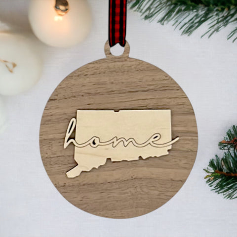 Connecticut Home Cursive Ornament
