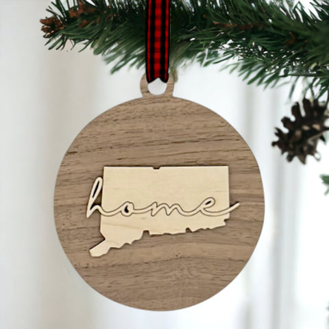 Connecticut Home Cursive Ornament