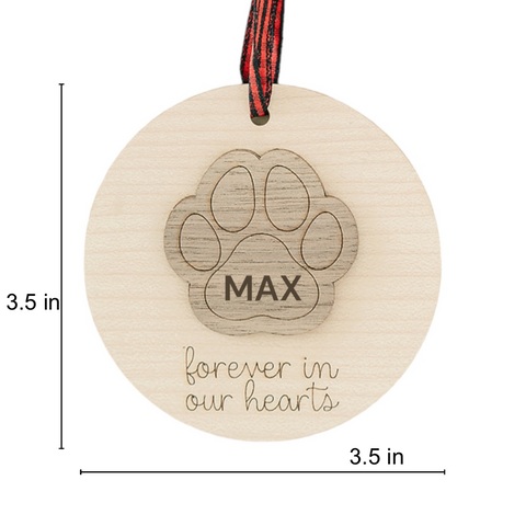 Heartfelt Remembrance: Personalized Custom Dog Paw Sympathy Ornament - Customize this special ornament with your beloved dog's name, creating a touching keepsake to honor their memory. A gentle tribute to the paw prints left on your heart during times of sympathy.