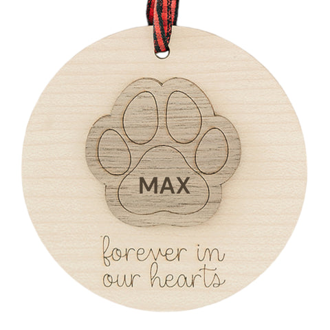Heartfelt Remembrance: Personalized Custom Dog Paw Sympathy Ornament - Customize this special ornament with your beloved dog's name, creating a touching keepsake to honor their memory. A gentle tribute to the paw prints left on your heart during times of sympathy.