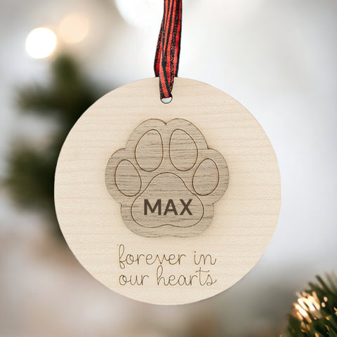 Heartfelt Remembrance: Personalized Custom Dog Paw Sympathy Ornament - Customize this special ornament with your beloved dog's name, creating a touching keepsake to honor their memory. A gentle tribute to the paw prints left on your heart during times of sympathy.