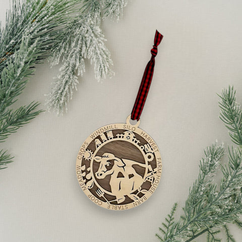 Custom Wooden Cow Ornament