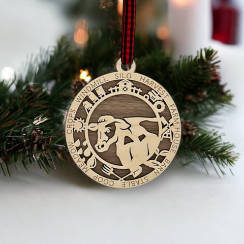 Custom Wooden Cow Ornament