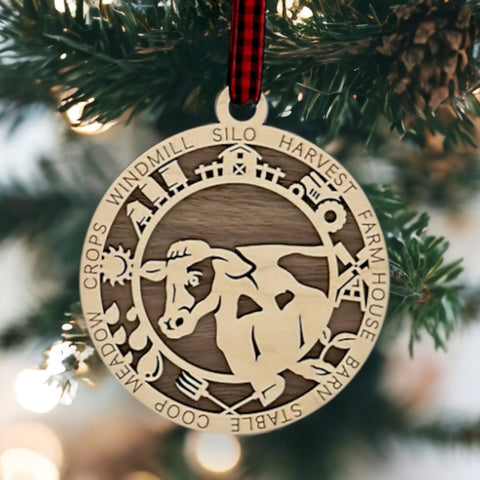 Custom Wooden Cow Ornament