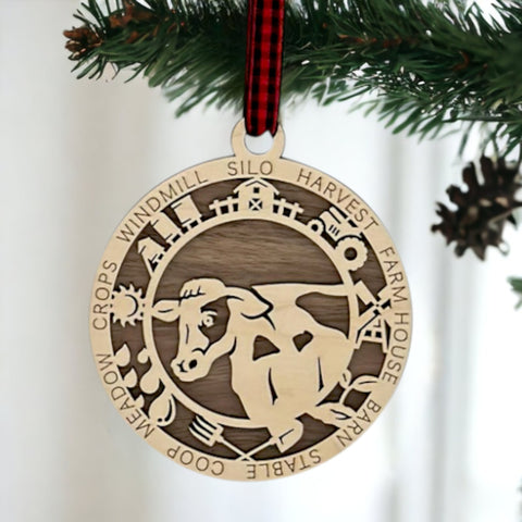 Custom Wooden Cow Ornament