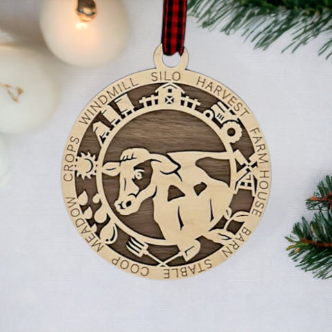 Custom Wooden Cow Ornament