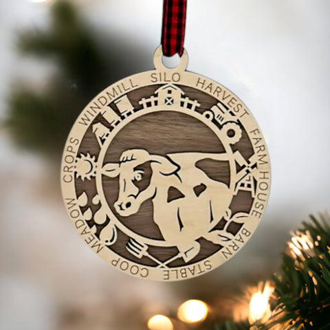 Custom Wooden Cow Ornament