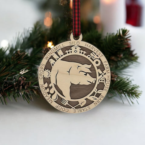 Custom Wooden Pig Ornament