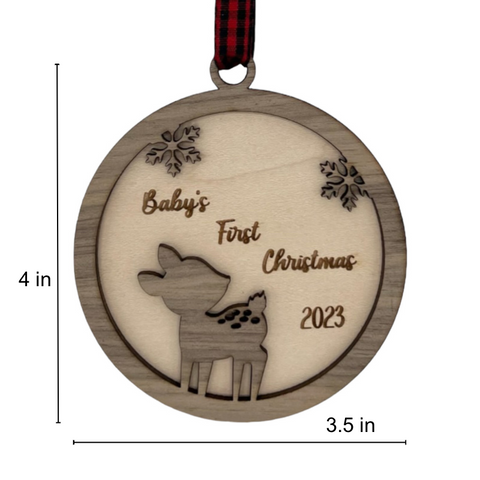 Capture the joy and innocence of Baby's First Christmas with our adorable Fawn Ornament. Celebrate the magic of the season and create lasting memories with this enchanting ornament for your little one's first Christmas.