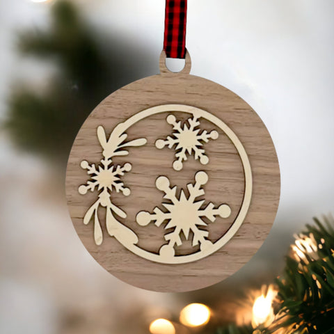 Frosty Flake Wooden Ornament