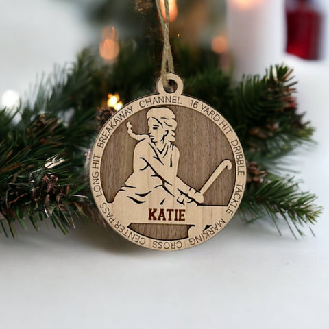 Score a goal for holiday spirit with our Personalized Female Field Hockey Ornament! Tailored for field hockey enthusiasts, this custom keepsake adds a personal touch to your tree. Celebrate the drive and dedication of your player with this spirited ornament. Customize now for a winning touch in holiday decor – order your Personalized Female Field Hockey Ornament today!
