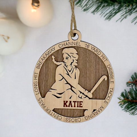 Score a goal for holiday spirit with our Personalized Female Field Hockey Ornament! Tailored for field hockey enthusiasts, this custom keepsake adds a personal touch to your tree. Celebrate the drive and dedication of your player with this spirited ornament. Customize now for a winning touch in holiday decor – order your Personalized Female Field Hockey Ornament today!