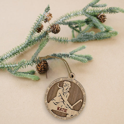 Score a goal for holiday spirit with our Personalized Female Field Hockey Ornament! Tailored for field hockey enthusiasts, this custom keepsake adds a personal touch to your tree. Celebrate the drive and dedication of your player with this spirited ornament. Customize now for a winning touch in holiday decor – order your Personalized Female Field Hockey Ornament today!