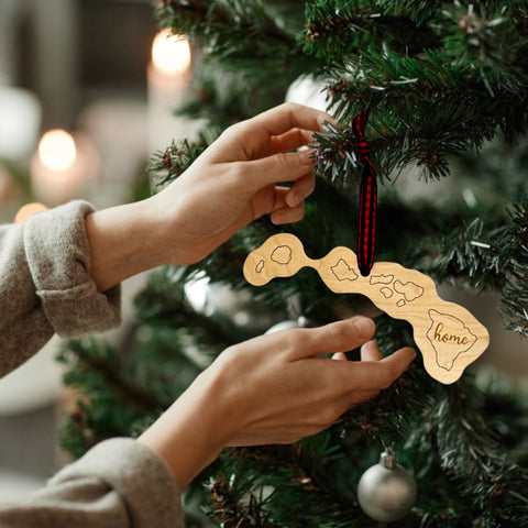 Hawaii Home Script Ornament