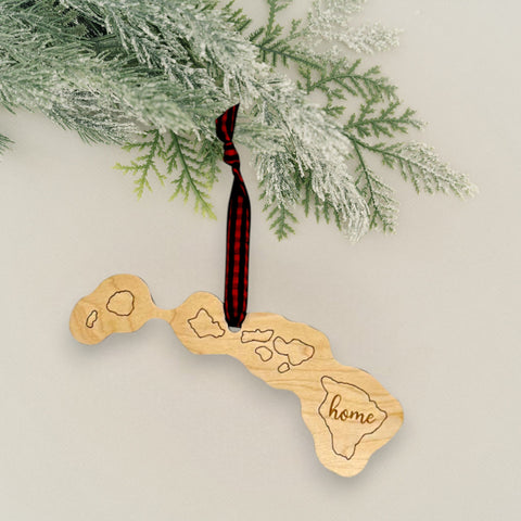 Hawaii Home Script Ornament