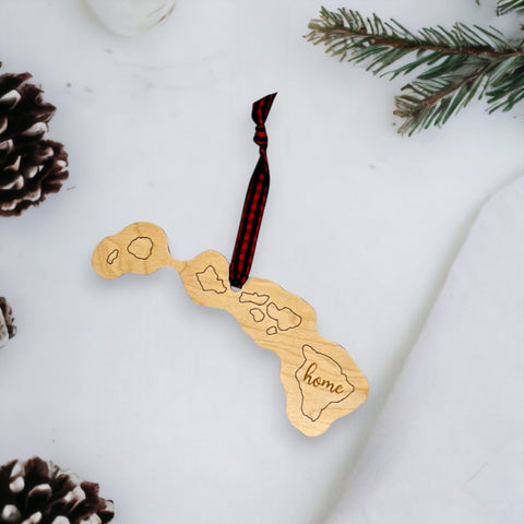 Hawaii Home Script Ornament