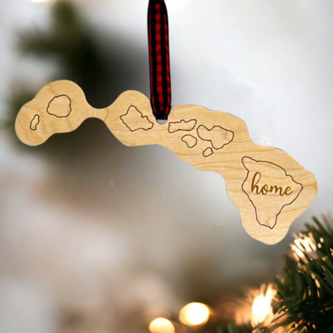 Hawaii Home Script Ornament