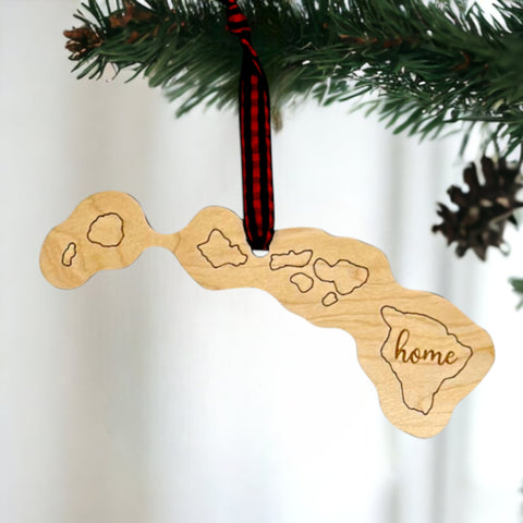Hawaii Home Script Ornament