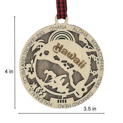 Capture the Spirit of Aloha! Elevate your holiday decor with our Hawaii State Highlights Ornament. From stunning beaches to majestic volcanoes, bring the essence of paradise to your tree!