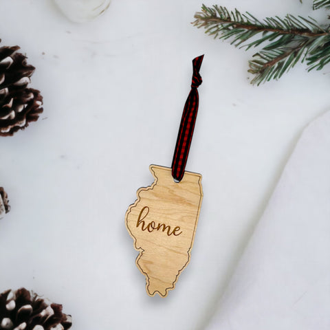 Illinois Home Script Ornament
