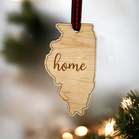 Illinois Home Script Ornament
