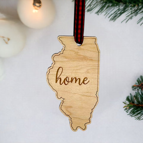 Illinois Home Script Ornament