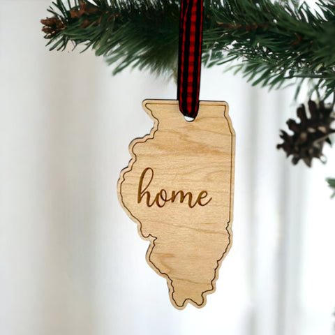 Illinois Home Script Ornament