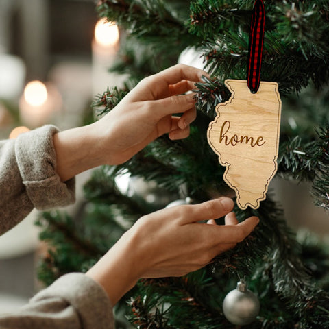 Illinois Home Script Ornament