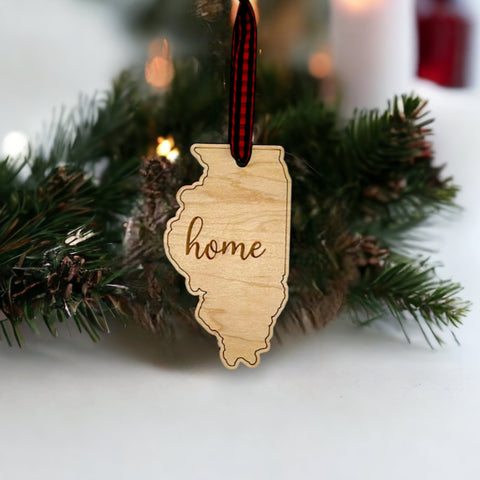 Illinois Home Script Ornament