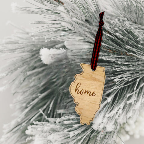 Illinois Home Script Ornament