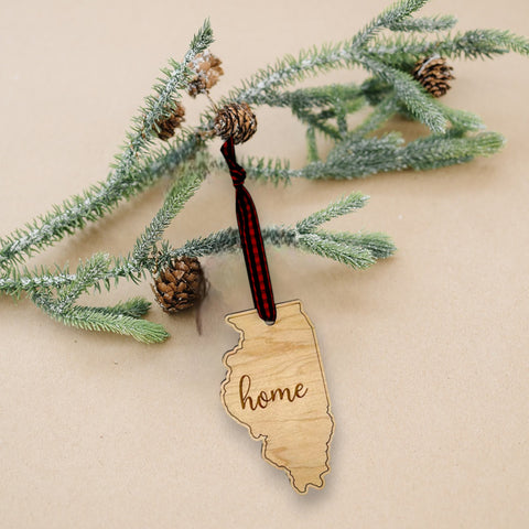 Illinois Home Script Ornament
