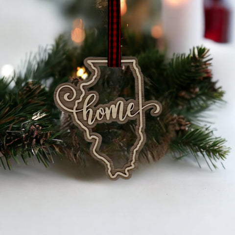 Illinois Home Double Layer Ornament