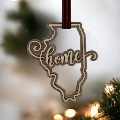Illinois Home Double Layer Ornament