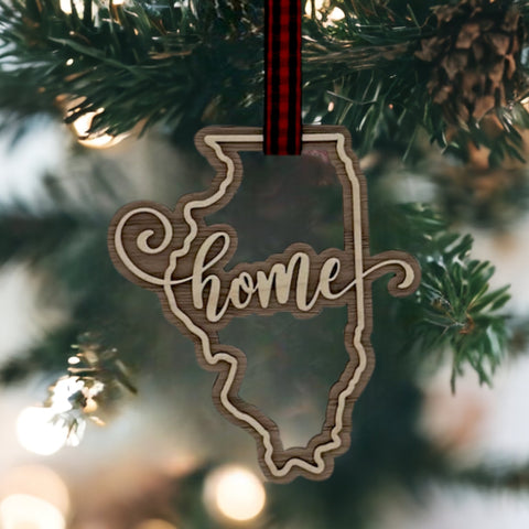 Illinois Home Double Layer Ornament