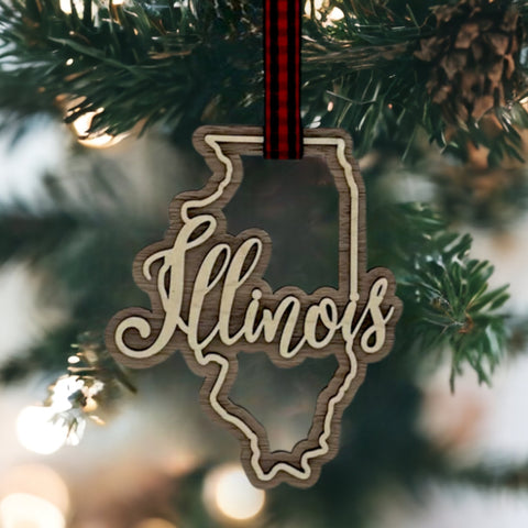 Illinois Double Layer Ornament