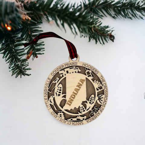 Deck the halls with Hoosier pride! Introducing our Indiana State Highlights Ornament, a perfect blend of charm and tradition. Celebrate the beauty of the Crossroads of America in every detail.